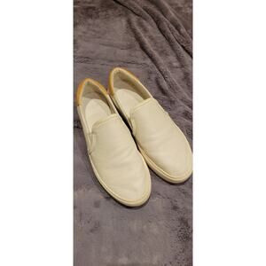 Ugg Cahlvan Slip On Shoes Womens 8.5 White Leather Casual Comfort Walk 1121612